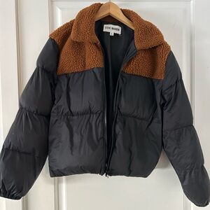 Steve Madden Black and Tan Puffer Jacket